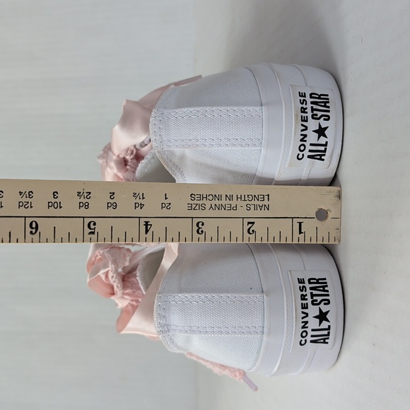 Converse Chuck Taylor All Star Lift Platform Crochet Lace Sneakers 7 White Pink - Picture 14 of 16